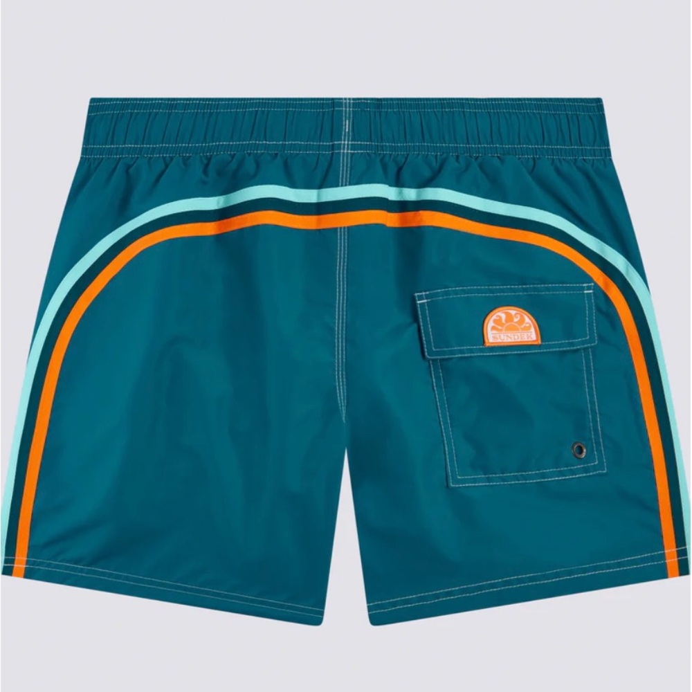 Sundek ICONIC TAFFETA STRETCH WAIST SWIM TRUNKS - medium- Teal NWT